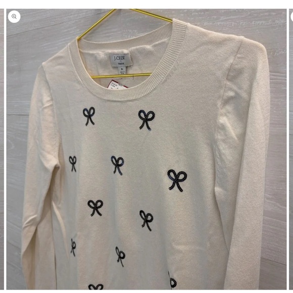 J. Crew Ivory Top with Black Bow Details - Picture 4 of 7